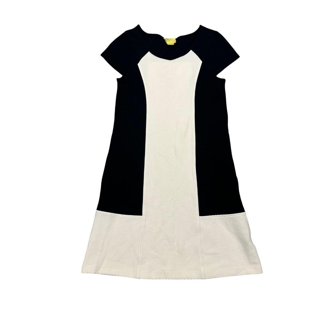 Maeve Anthropologie Colorblock Shift Dress Black White Textured Mini XSP